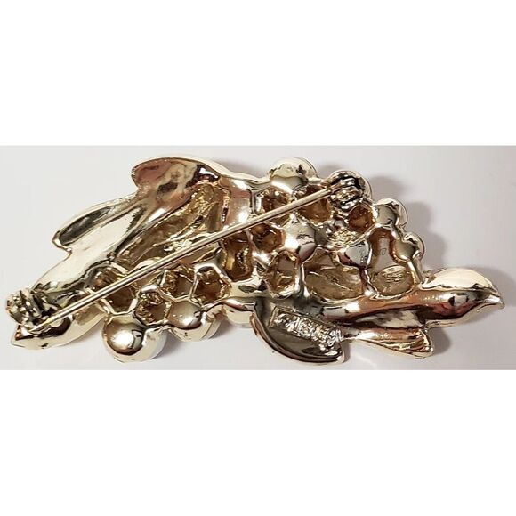 VTG Lisner Brooch Signed White Gold Tone Leaves Faux Pearl 1960's MINT Condt Pin - Picture 11 of 13